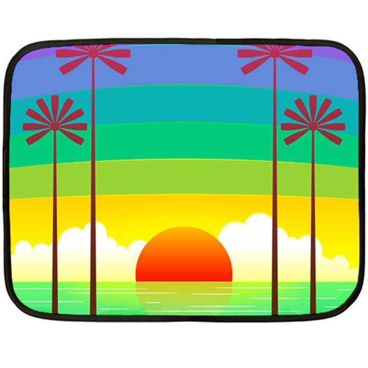 Seaside Sunrise Colorful Ocean Sea Double Sided Fleece Blanket (Mini) 