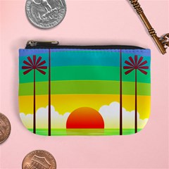 Seaside Sunrise Colorful Ocean Sea Mini Coin Purse by Wegoenart