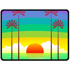 Seaside Sunrise Colorful Ocean Sea Fleece Blanket (large)  by Wegoenart