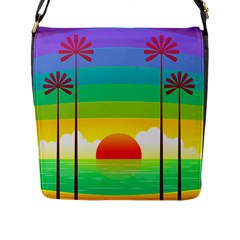 Seaside Sunrise Colorful Ocean Sea Flap Closure Messenger Bag (l) by Wegoenart