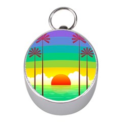 Seaside Sunrise Colorful Ocean Sea Mini Silver Compasses by Wegoenart