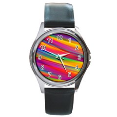 Colorful Background Round Metal Watch by Wegoenart