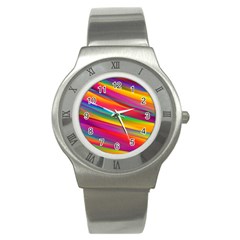 Colorful Background Stainless Steel Watch by Wegoenart