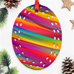 Colorful Background Oval Filigree Ornament (two Sides) by Wegoenart