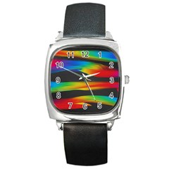 Abstarct Pattern Colorful Background Square Metal Watch by Wegoenart