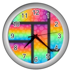 Background Colorful Abstract Wall Clock (silver) by Wegoenart