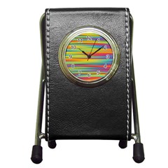 Colorful Background Pattern Pen Holder Desk Clock by Wegoenart