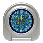 Mandala Blue Abstract Circle Travel Alarm Clock Front