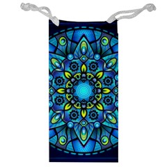 Mandala Blue Abstract Circle Jewelry Bag by Wegoenart