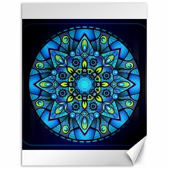 Mandala Blue Abstract Circle Canvas 18  X 24  by Wegoenart