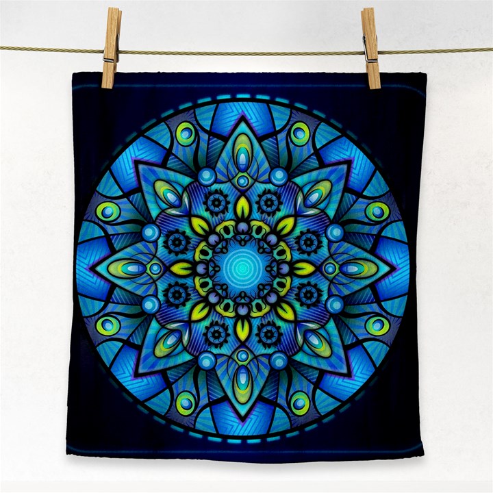 Mandala Blue Abstract Circle Face Towel