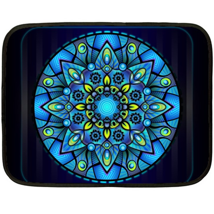 Mandala Blue Abstract Circle Double Sided Fleece Blanket (Mini) 