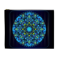 Mandala Blue Abstract Circle Cosmetic Bag (xl) by Wegoenart