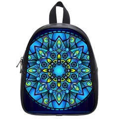 Mandala Blue Abstract Circle School Bag (small) by Wegoenart