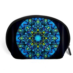 Mandala Blue Abstract Circle Accessory Pouch (large) by Wegoenart