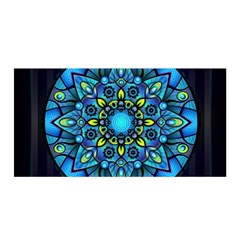 Mandala Blue Abstract Circle Satin Wrap by Wegoenart