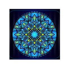 Mandala Blue Abstract Circle Small Satin Scarf (square) by Wegoenart