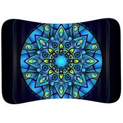 Mandala Blue Abstract Circle Velour Seat Head Rest Cushion by Wegoenart