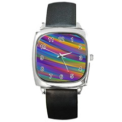 Colorful Background Square Metal Watch by Wegoenart