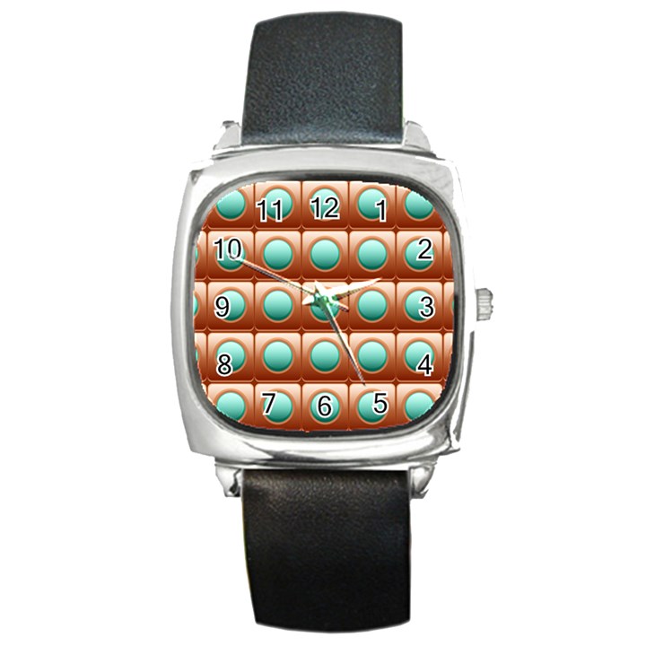 Abstract Background Circle Square Square Metal Watch