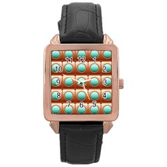 Abstract Background Circle Square Rose Gold Leather Watch  by Wegoenart