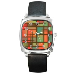 Background Abstract Colorful Square Metal Watch by Wegoenart