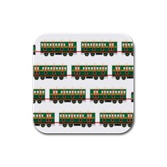 Trains Pattern Transportation Rubber Square Coaster (4 Pack)  by Wegoenart