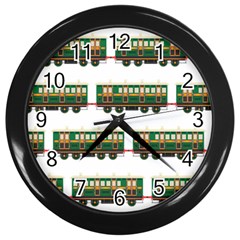 Trains Pattern Transportation Wall Clock (black) by Wegoenart