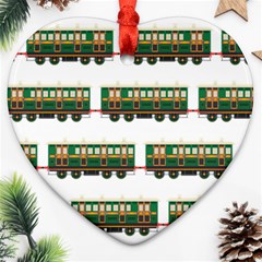 Trains Pattern Transportation Heart Ornament (two Sides) by Wegoenart