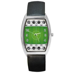 Background Sports Soccer Football Barrel Style Metal Watch by Wegoenart