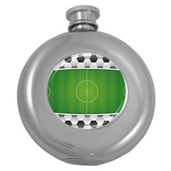 Background Sports Soccer Football Round Hip Flask (5 Oz) by Wegoenart