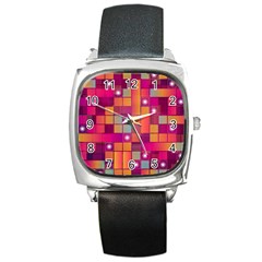 Abstract Background Colorful Square Metal Watch by Wegoenart