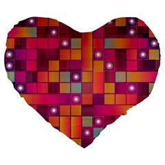 Abstract Background Colorful Large 19  Premium Flano Heart Shape Cushions by Wegoenart