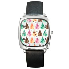 Background Colorful Abstract Square Metal Watch by Wegoenart