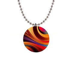 Abstract Colorful Background Wavy 1  Button Necklace by Wegoenart