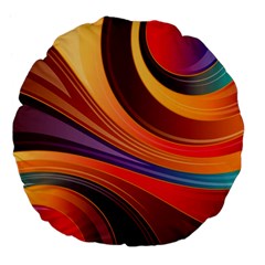 Abstract Colorful Background Wavy Large 18  Premium Flano Round Cushions by Wegoenart