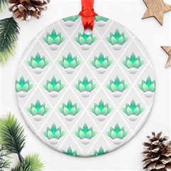 Plant Pattern Green Leaf Flora Ornament (round) by Wegoenart