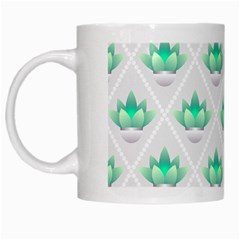 Plant Pattern Green Leaf Flora White Mugs by Wegoenart