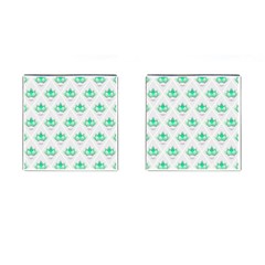 Plant Pattern Green Leaf Flora Cufflinks (square) by Wegoenart