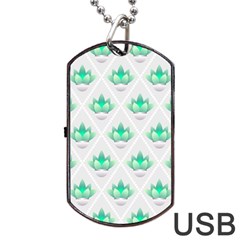 Plant Pattern Green Leaf Flora Dog Tag Usb Flash (one Side) by Wegoenart