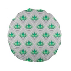 Plant Pattern Green Leaf Flora Standard 15  Premium Flano Round Cushions by Wegoenart