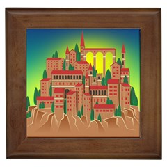 Mountain Village Village Medieval Framed Tiles by Wegoenart