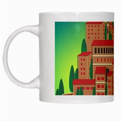 Mountain Village Village Medieval White Mugs by Wegoenart