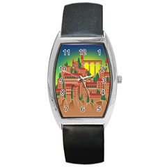 Mountain Village Village Medieval Barrel Style Metal Watch by Wegoenart