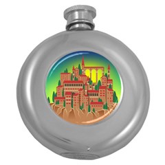 Mountain Village Village Medieval Round Hip Flask (5 Oz) by Wegoenart