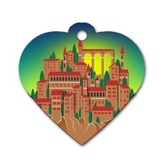 Mountain Village Village Medieval Dog Tag Heart (two Sides) by Wegoenart