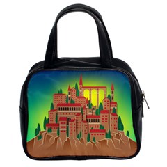 Mountain Village Village Medieval Classic Handbag (two Sides) by Wegoenart