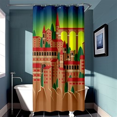 Mountain Village Village Medieval Shower Curtain 36  X 72  (stall)  by Wegoenart