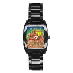 Mountain Village Village Medieval Stainless Steel Barrel Watch by Wegoenart