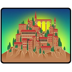 Mountain Village Village Medieval Double Sided Fleece Blanket (medium)  by Wegoenart